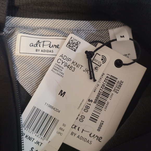 ADIDAS®ADI PURE 🏷️NWT Clean Bonded Sweater/Jacket Blk & Grey Full Zip LUXE M - Picture 3 of 14